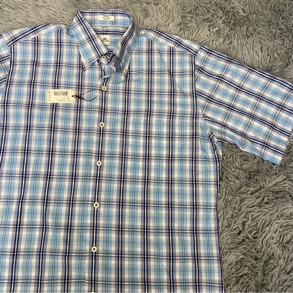 Peter Millar Mens Short Sleeve Blue Button Up | Sz MED